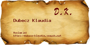 Dubecz Klaudia névjegykártya